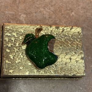 Avon Vintage Green and Gold Apple Brooch